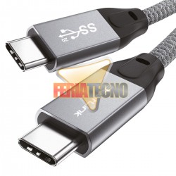 CABLE USB-C 2 MTS. 4K, DATOS 10 GBPS, CARGA RAPIDA 100W