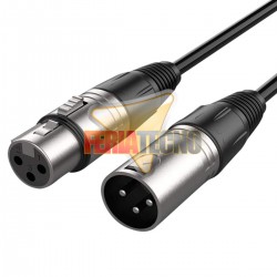 CABLE XLR 6 METROS, M/H, PARA MICROFONO, NEGRO.