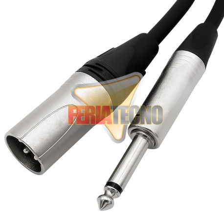 CABLE XLR MACHO A PLUG 6.3 MONO, 3 MTS, NEGRO.