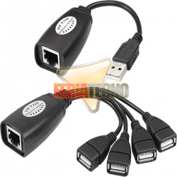 EXTENSOR USB 2.0 POR RJ45 4 PUERTOS, HASTA 45 METROS