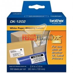 CINTA BROTHER DK-1202, 62 MM X 100 MM, 300 ETIQUETAS.