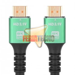 CABLE HDMI 2.1 8K 1.8 MTS. M/M, CONEC. BAÑO ORO. PREMIUM