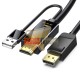 CABLE HDMI A DISPLAY PORT 1 METRO, ENERGIZADO POR USB. NEGRO