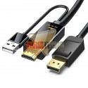 CABLE HDMI A DISPLAY PORT 1,8 METROS, NEGRO. ENERGIZADO POR USB.