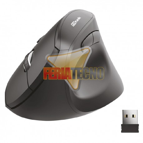 MOUSE ERGONOMICO INALAMBRICO 2.4 GHZ, USB, NEGRO.